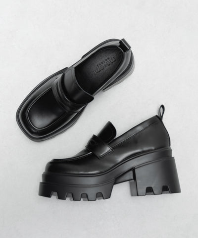 厚底チャンキーヒールコインローファー／platform chunky heel coin loafers