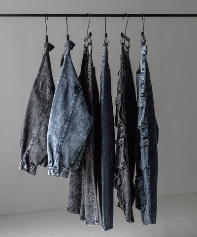 【 デニムセットアップ着用可能 】ヴィンテージケミカルブリーチタックダメージワイドデニム ／ vintage chemical bleach tuck damage wide denim