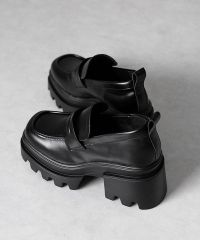 厚底チャンキーヒールコインローファー／platform chunky heel coin loafers
