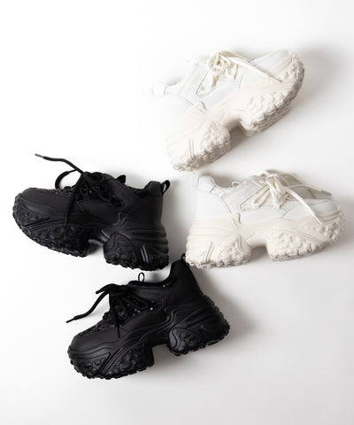 【 +10.5cm盛れ 】スパンコールレースアップ厚底スニーカー ／ +10.5cm spangle lace-up platform sneakers
