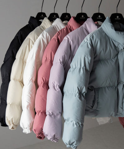 【 選べる６色展開 ／ 裾絞り可能２WAY 】ニュアンスカラーショートパフダウンジャケット