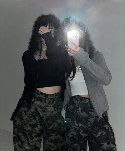 【 ２color ／ ４size 】ダブルタックヴィンテージカモフラージュワイドパンツ ／ double tuck vintage camouflage wide pants
