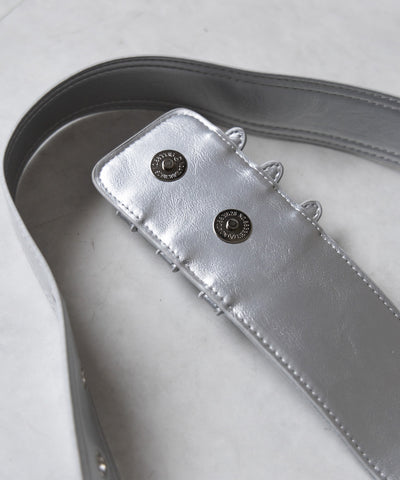 【 ３color 】ベルテッドフェイクレザーショルダーバッグ ／ belted fake leather shoulder bag