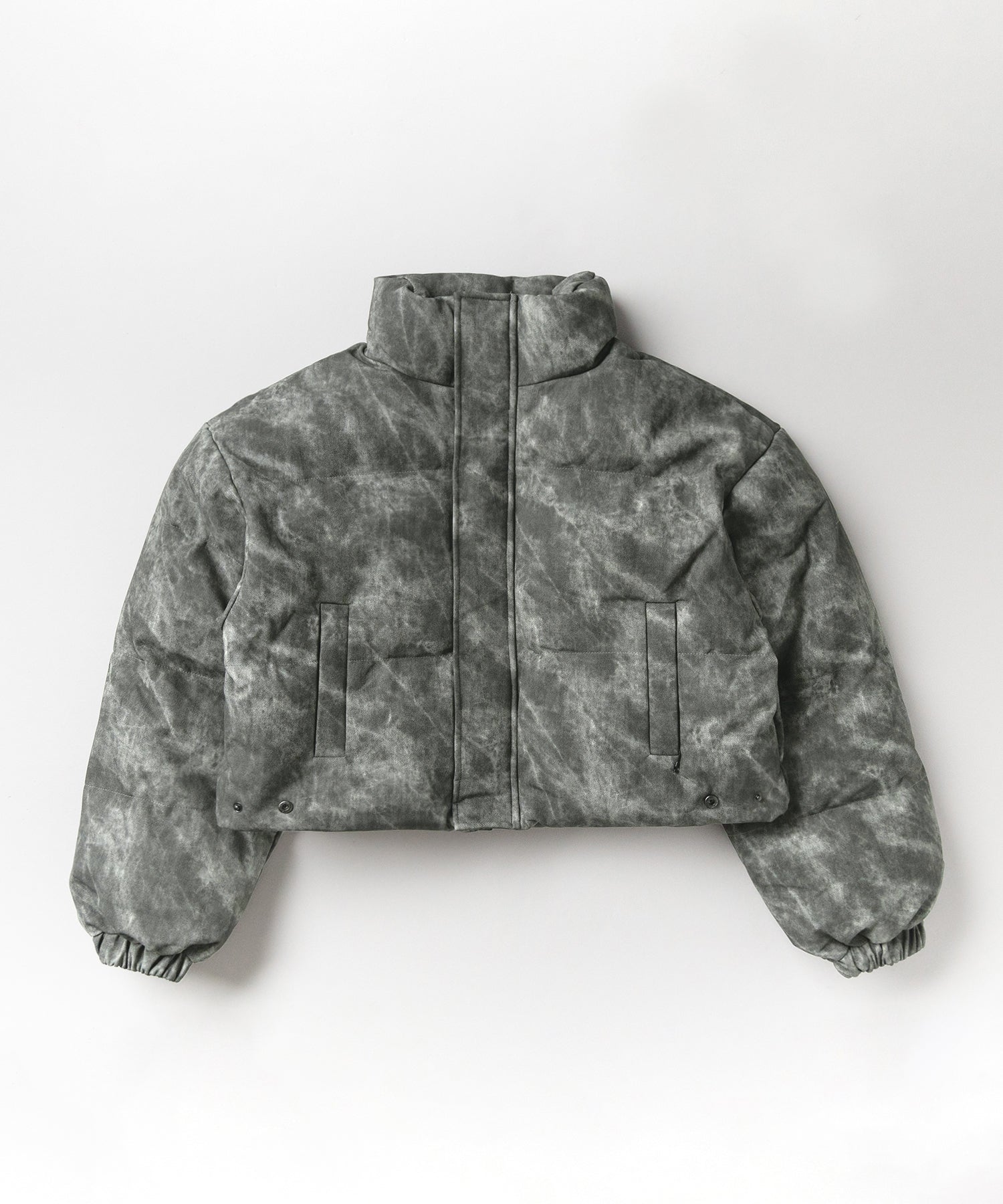 【 セットアップ着用可能 】ヴィンテージライクフェイクレザーショートダウンジャケット ／ vintage like fake leather short down jacket