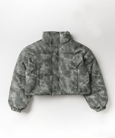 【 セットアップ着用可能 】ヴィンテージライクフェイクレザーショートダウンジャケット ／ vintage like fake leather short down jacket