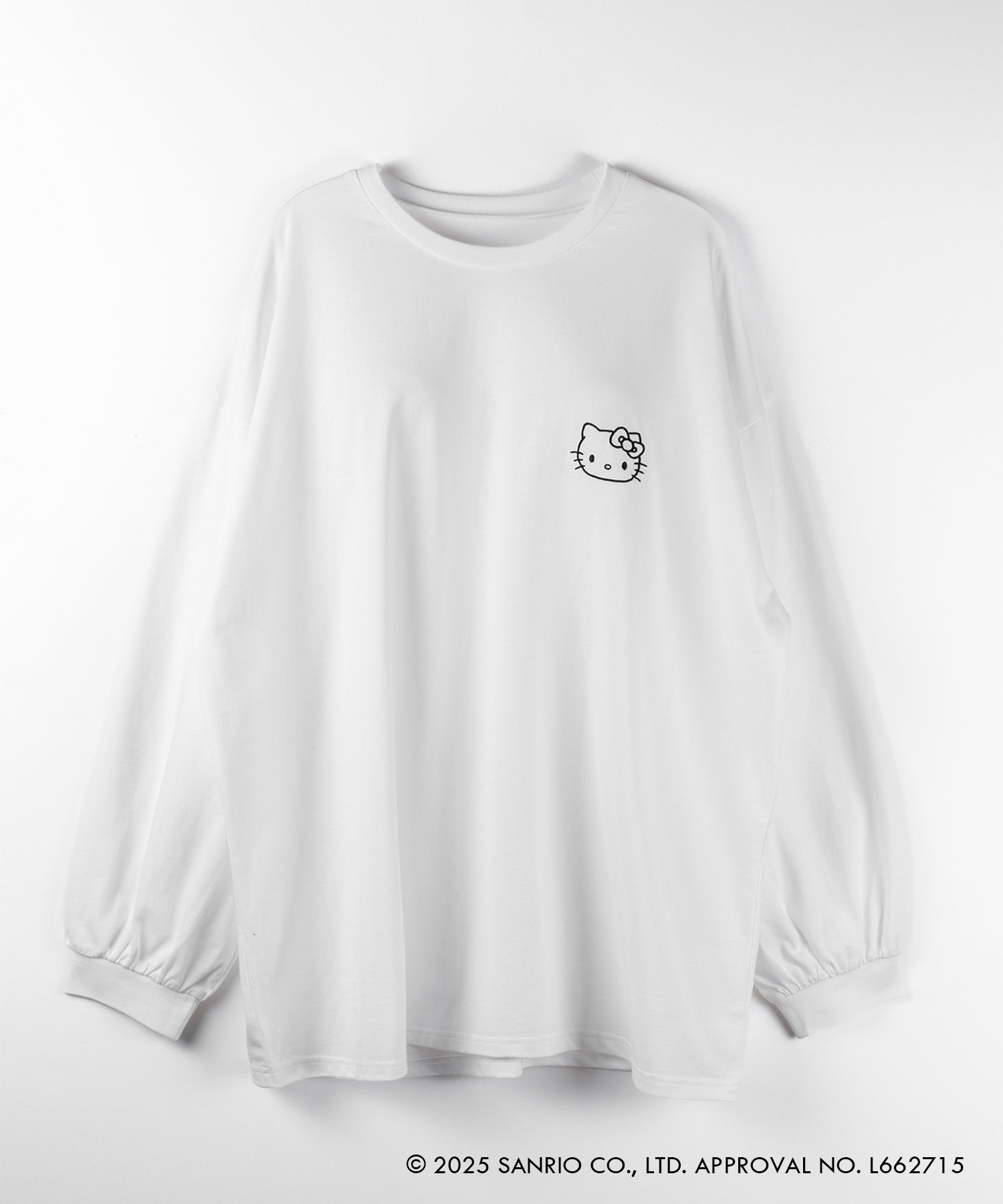 【 HELLO KITTY × me+em select 】ハローキティ刺繍長袖ビッグロンT ／ Hello Kitty embroidery big long sleeve T-Shirts【 セットアップ着用可能 】
