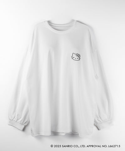 【 HELLO KITTY × me+em select 】ハローキティ刺繍長袖ビッグロンT ／ Hello Kitty embroidery big long sleeve T-Shirts【 セットアップ着用可能 】