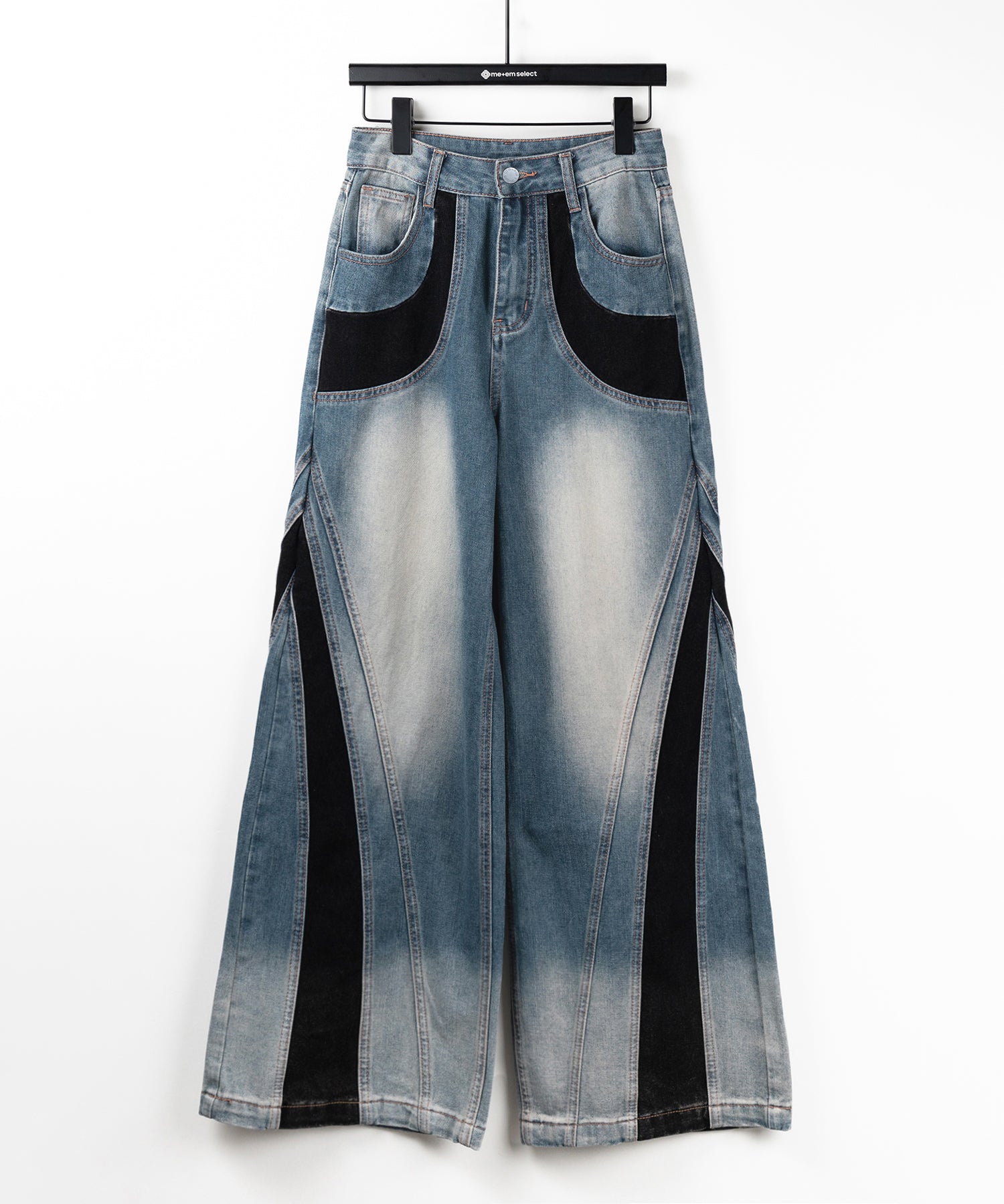 【 ４size 】ブラックスウィッチングヴィンテージワイドデニム ／ black switching vintage wide denim