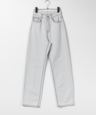【 ２color ／ ３size 】ハイウエストウォッシングロングデニムパンツ