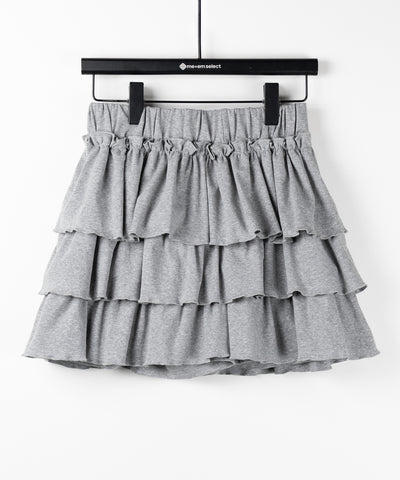 【 ３color 】３段フリルカットソーミニスカパン ／ 3 frill cutsew mini skirt pants