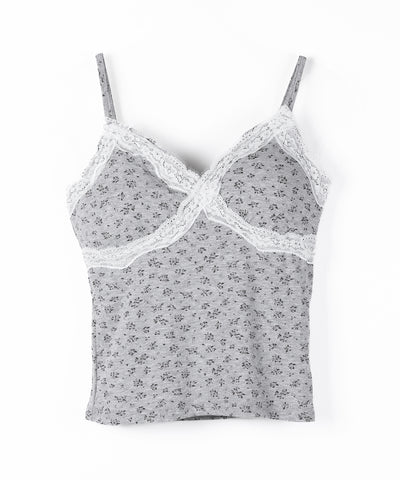 【 ２点セット 】小花柄レースキャミソール ＋ カーディガン SET ／ （ 2piece SET ）Floral lace camisole + cardigan SET