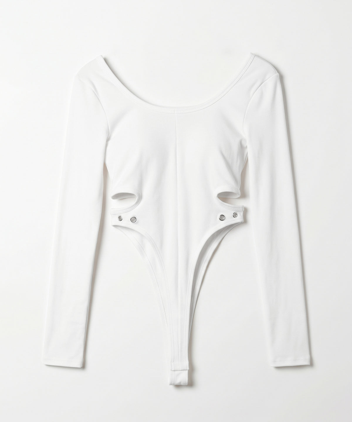 カットアウトアイレット長袖ボディスーツトップス ／ Cutout eyelet long sleeve bodysuit tops