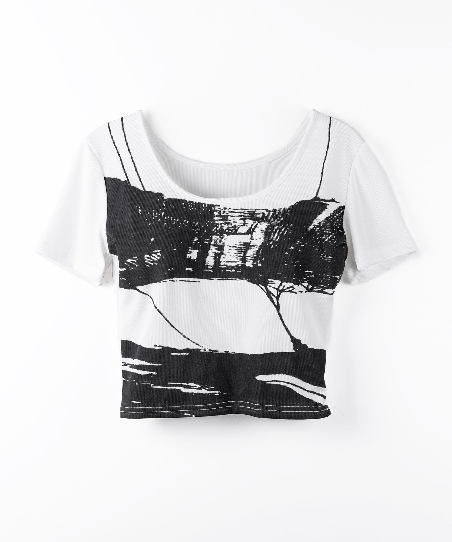 ヴィンテージプリント半袖ショートリブＴシャツ ／ vintage print short sleeve short lib t-shirt