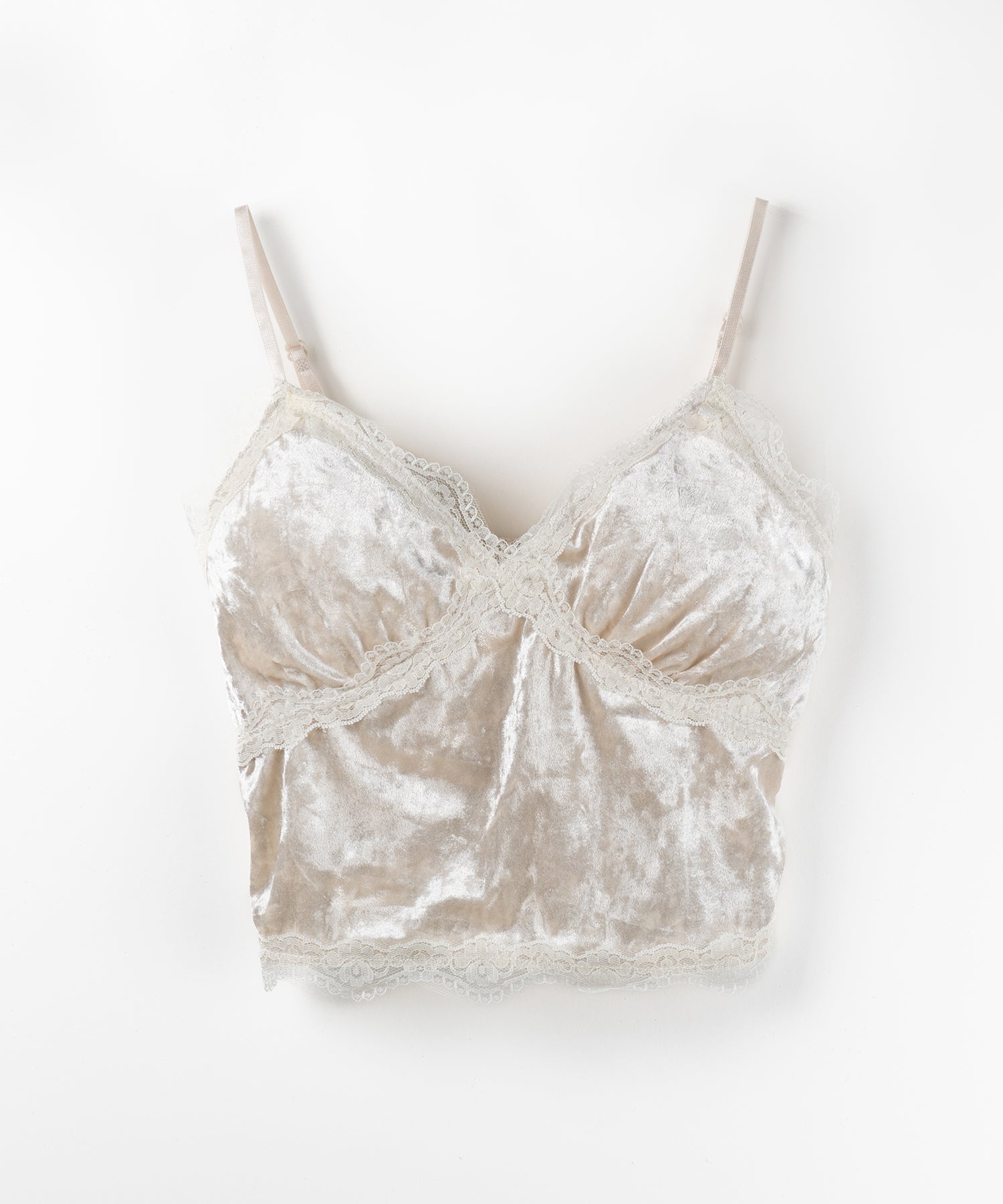 【 カップ付き 】レーシーベロアショートビスチェキャミソール ／ velor lacy short bustier camisole