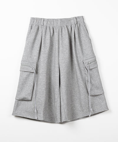 【 ２color 】タックワイドカーゴスウェットハーフパンツ / tuck wide cargo sweat half pants