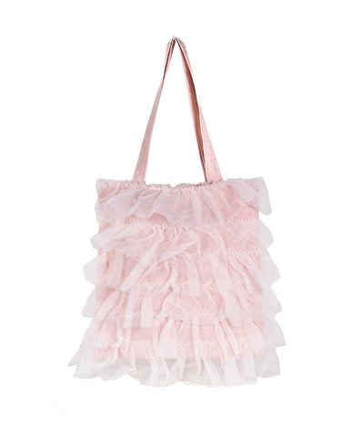【 3color ／ A4収納可 】チュールフリルスクエアトートバッグ ／ tulle frill square tote bag