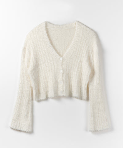 【 ３color 】ショートシャギーリブニットカーディガン ／ short shaggy lib knit cardigan