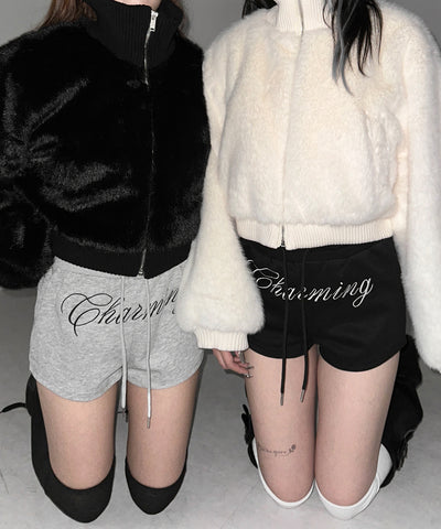 スタンドネックリブフェイクファーショートブルゾン ／ standneck lib fakefur short blouson