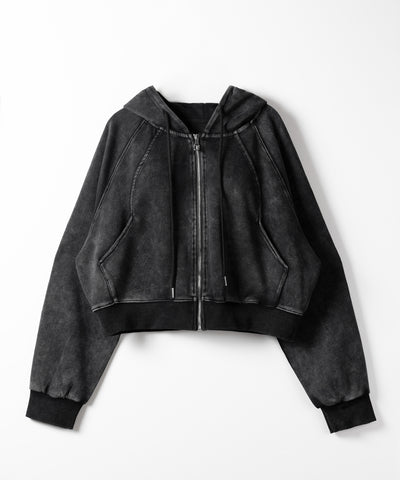 【 ２color 】ピグメントヴィンテージショートジップパーカー ／ pigment vintage short zip hoodie