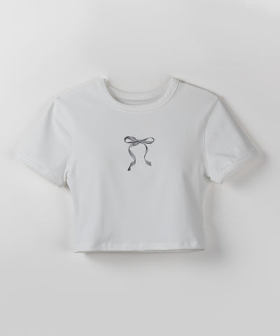 【 ４color 】ミニリボンショートちびＴシャツ ／mini ribbon short chibi Tee