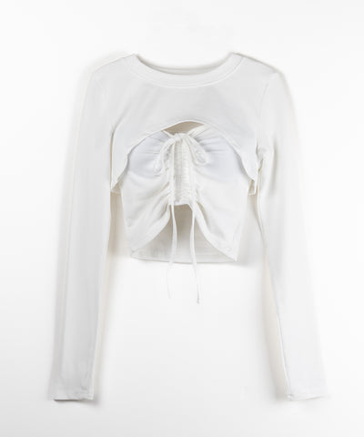 【 ２点セット 】フロントリボンベアトップス ＆ ショートレイヤードトップス SET ／ front ribbon bare tops & short layered tops SET