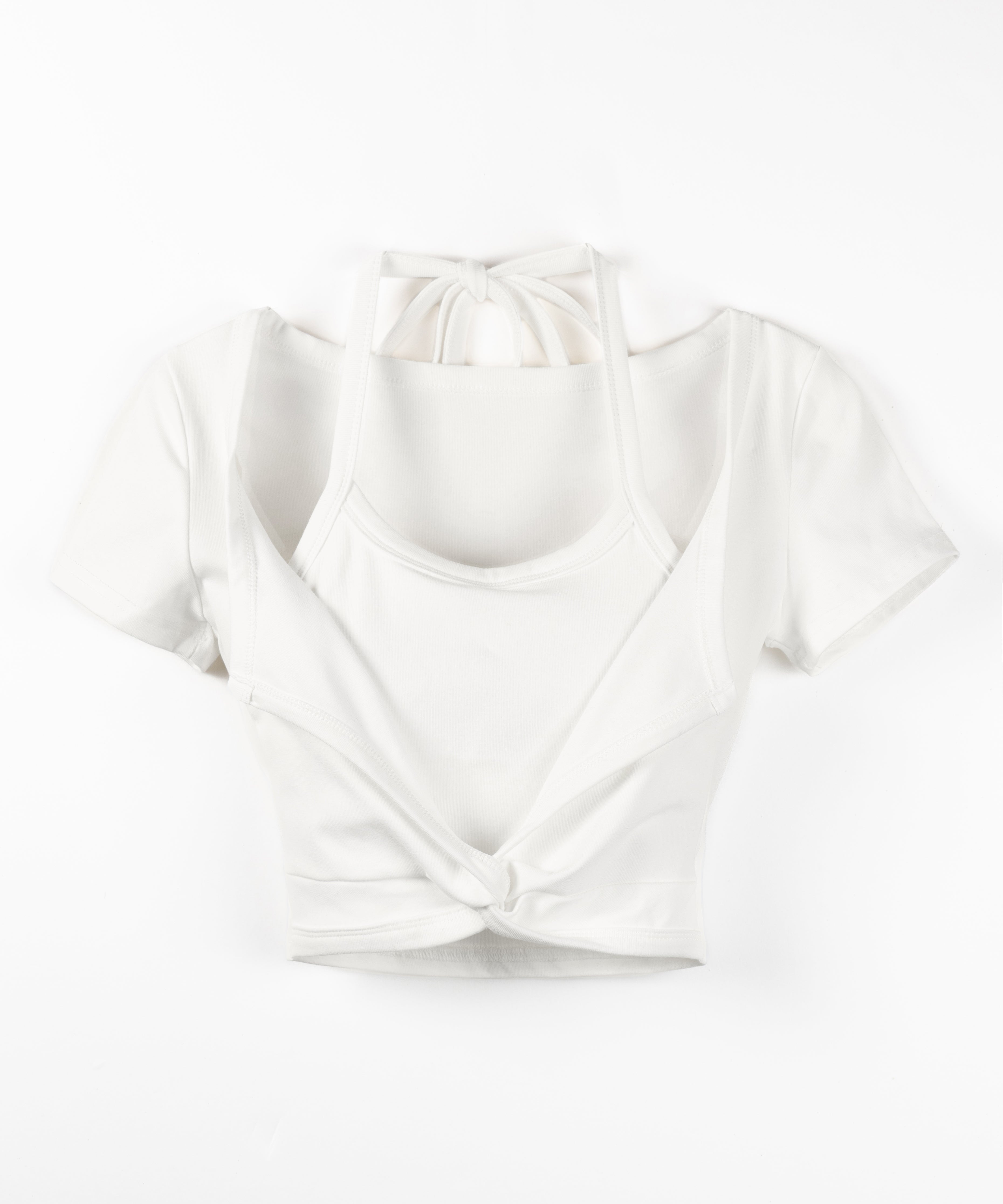 ホルターネックレイヤードショートぴちＴシャツ ／ halter neck layered short pichi T-shirts