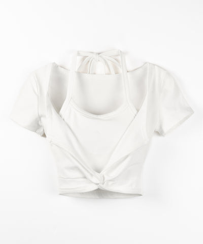 ホルターネックレイヤードショートぴちＴシャツ ／ halter neck layered short pichi T-shirts