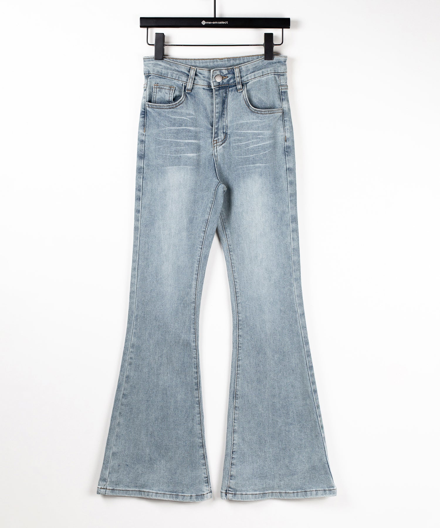【４size 】バックリボンレースアップ美脚ストレッチフレアデニム ／ back ribbon lace up slim leg stretch flare denim