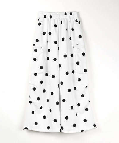 【 裾絞り可能２WAY 】ドットドローコードタックワイドカーゴスウェットパンツ ／ Dot drawcord tuck wide cargo sweatpants