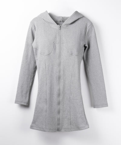 フーディジップアップスリムラインミニワンピース ／ Hoodie zip up slimline mini onepiece