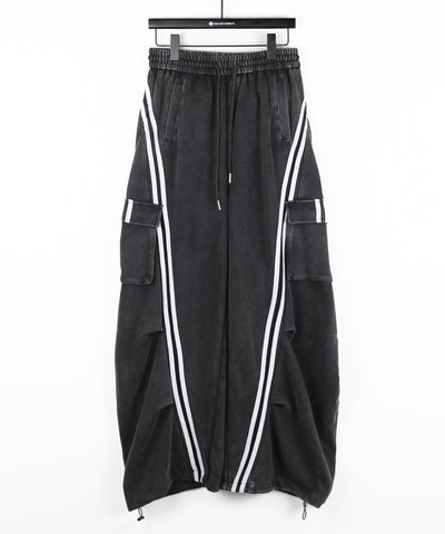 【 裾絞り可能２WAY 】ピグメントヴィンテージサイドラインタックワイドスウェットパンツ ／ pigment vintage sideline tuck wide sweatpants
