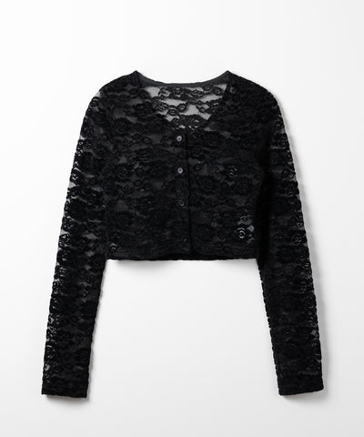 【 ２color 】ベロアレースショートカーディガン ／ velour lace short cardigan