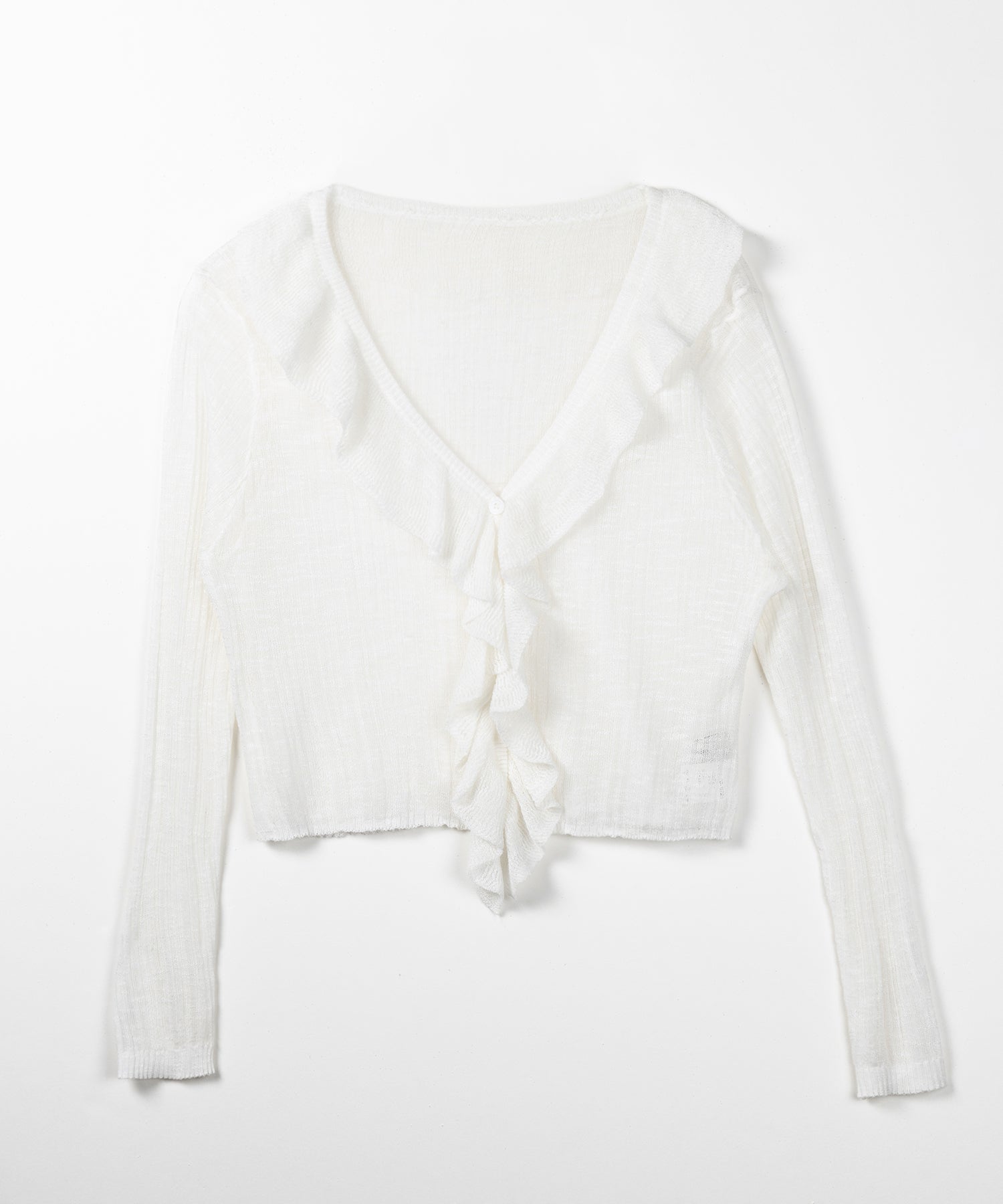 フリルシアールーズニットカーディガン ／ frill sheer loose knit cardigan