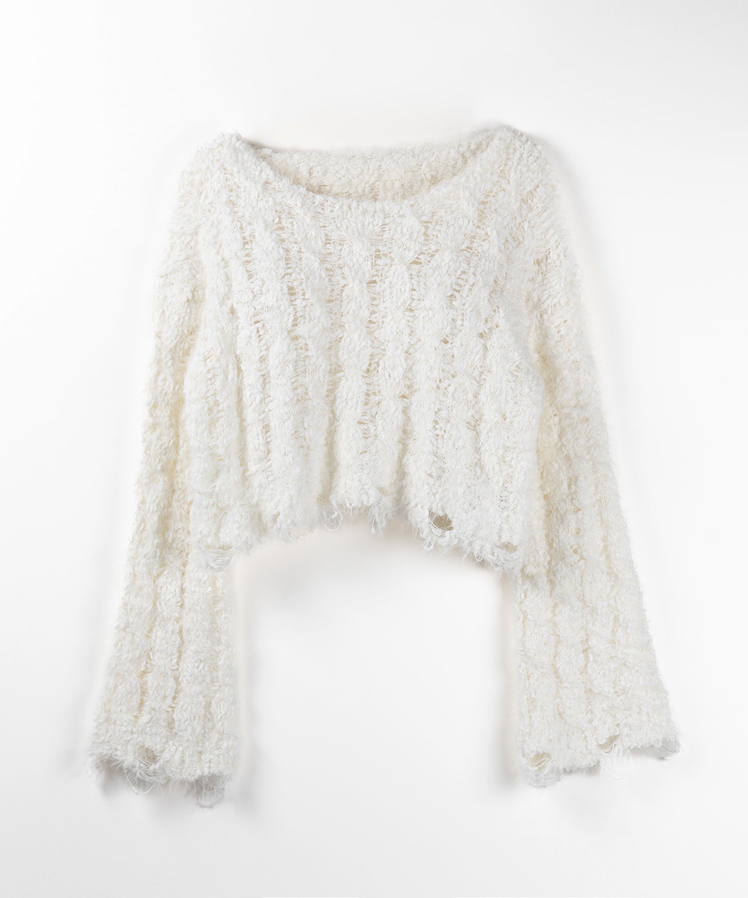 【 ２color 】マシュマロダメージショートニット ／ marshmallow damage short knit