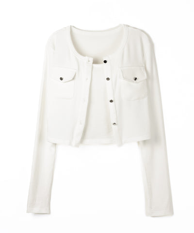 【 ２点セット 】アウトポケットカーディガン ＋ キャミソールセット ／ ( 2piece set ) out pocket cardigan + camisole SET