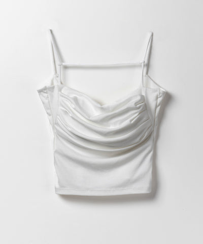 【 カップ付き／２WAY 】ラインストラップタックショートキャミソール ／ line strap tuck short camisole