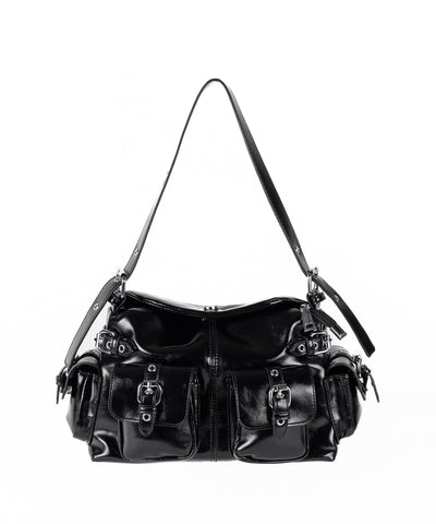 【ショルダーにできる2WAY】4バックルポケットワンハンドルショルダーバッグ／4 buckle pocket one handle shoulder bag