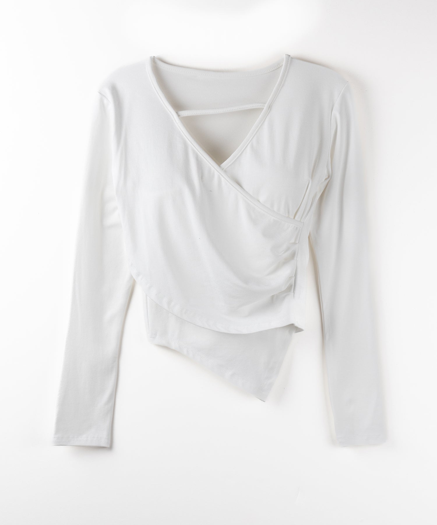 【 ３color 】ラインストラップギャザークロスレイヤードトップス ／ line strap gather cross layered Tops