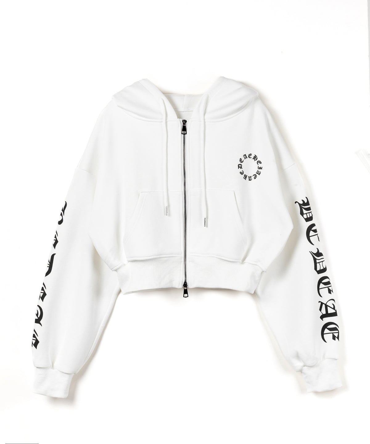 グランジロゴダブルジップショートパーカー ／ grunge logo double zip short hoodie
