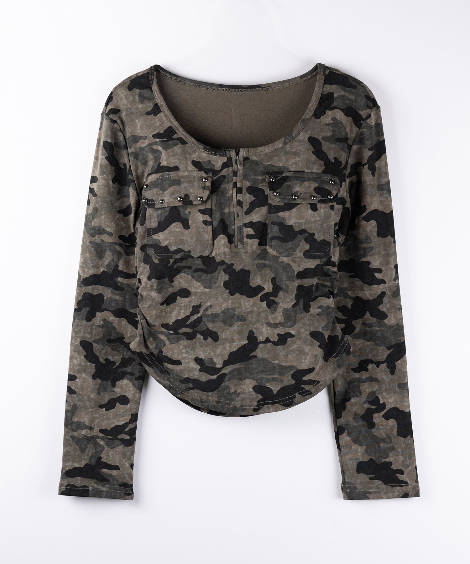 ヴィンテージカモフラアウトポケットジップロンT ／ vintage camouflage out pocket zip longsleeve T-shirt
