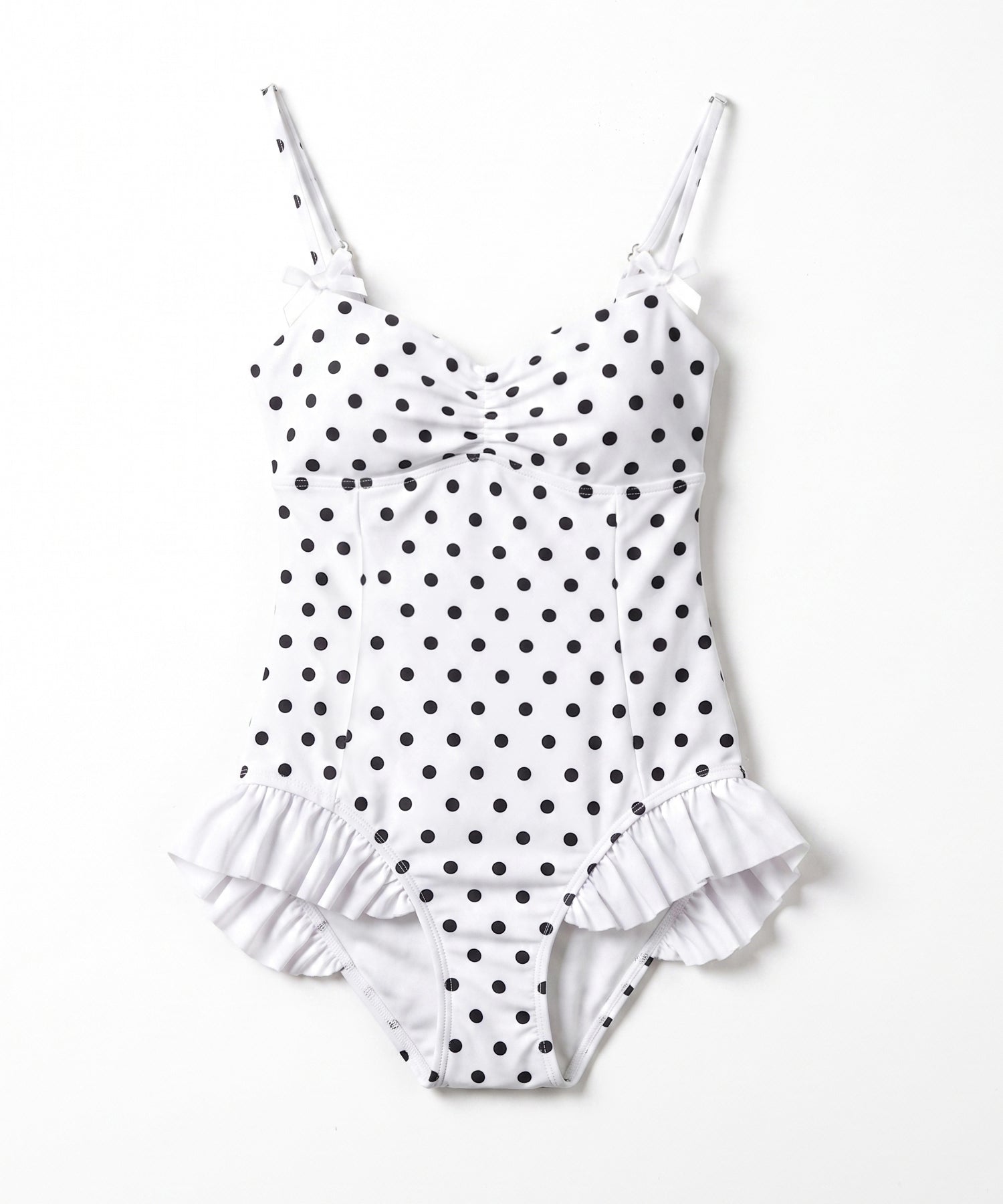 【 レディース水着 】ドットリボンフリルワンピース水着 ／ Dot ribbon frill onepiece swimwear