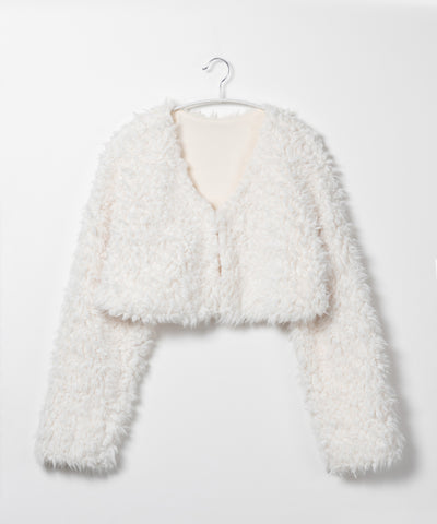 【 ３COLOR 】ロングシャギーボアショートボリュームカーディガン