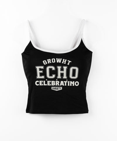 【 カップ付き 】フロントロゴプリントショートキャミソール ／ front logo print short camisole