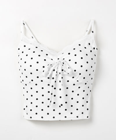 ドットレースフロントリボンキャミソール ／ Dot lace front ribbon camisole