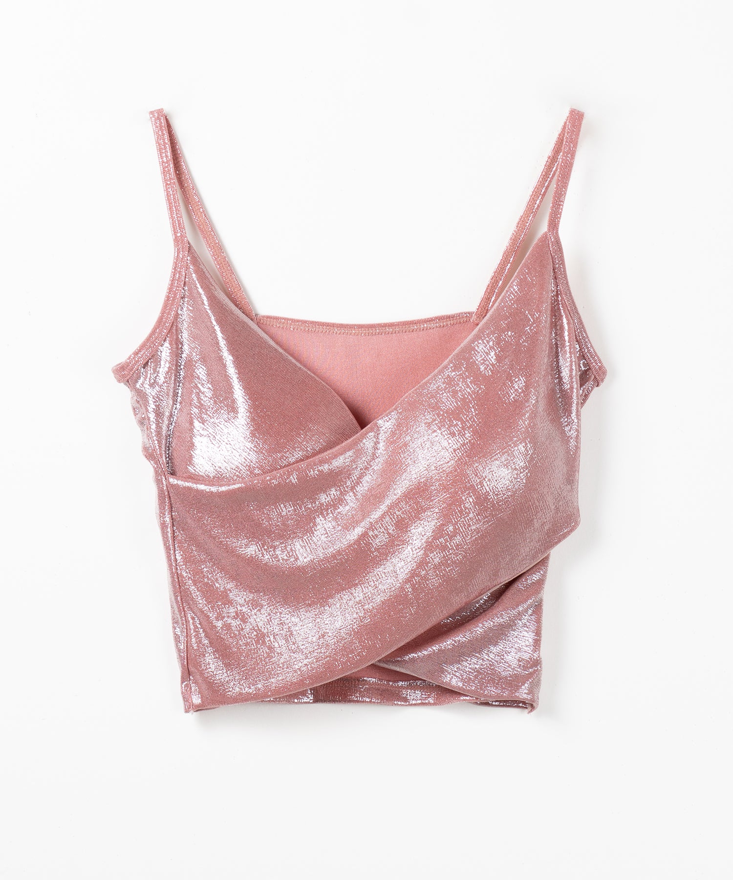 メタリックドレープクロスキャミソール ／ metallic drape cross camisole