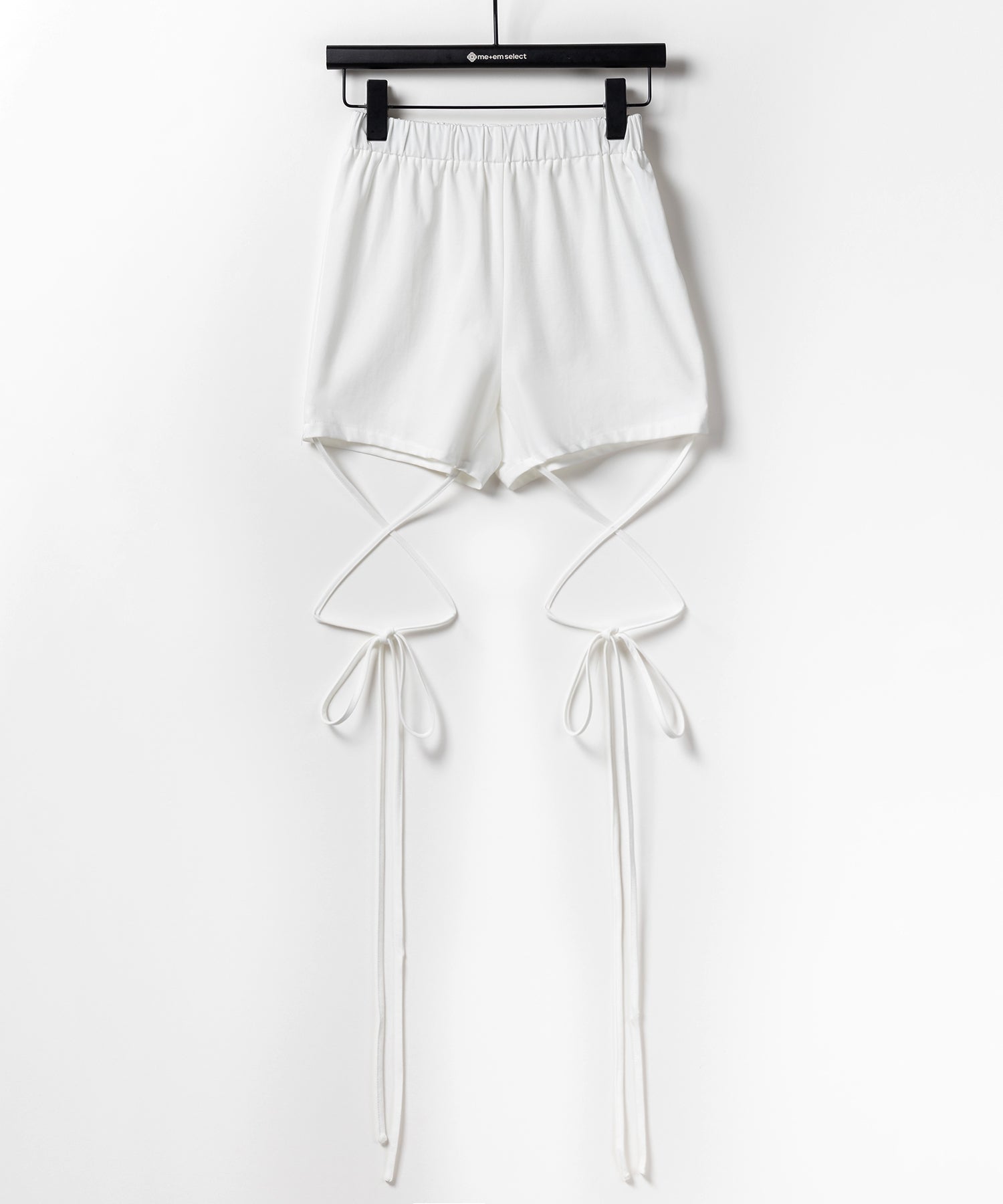 【 セルフカット調節可能 】クロスストラップリボンバイカーレギンスパンツ ／ cross strap ribbon biker leggings pants