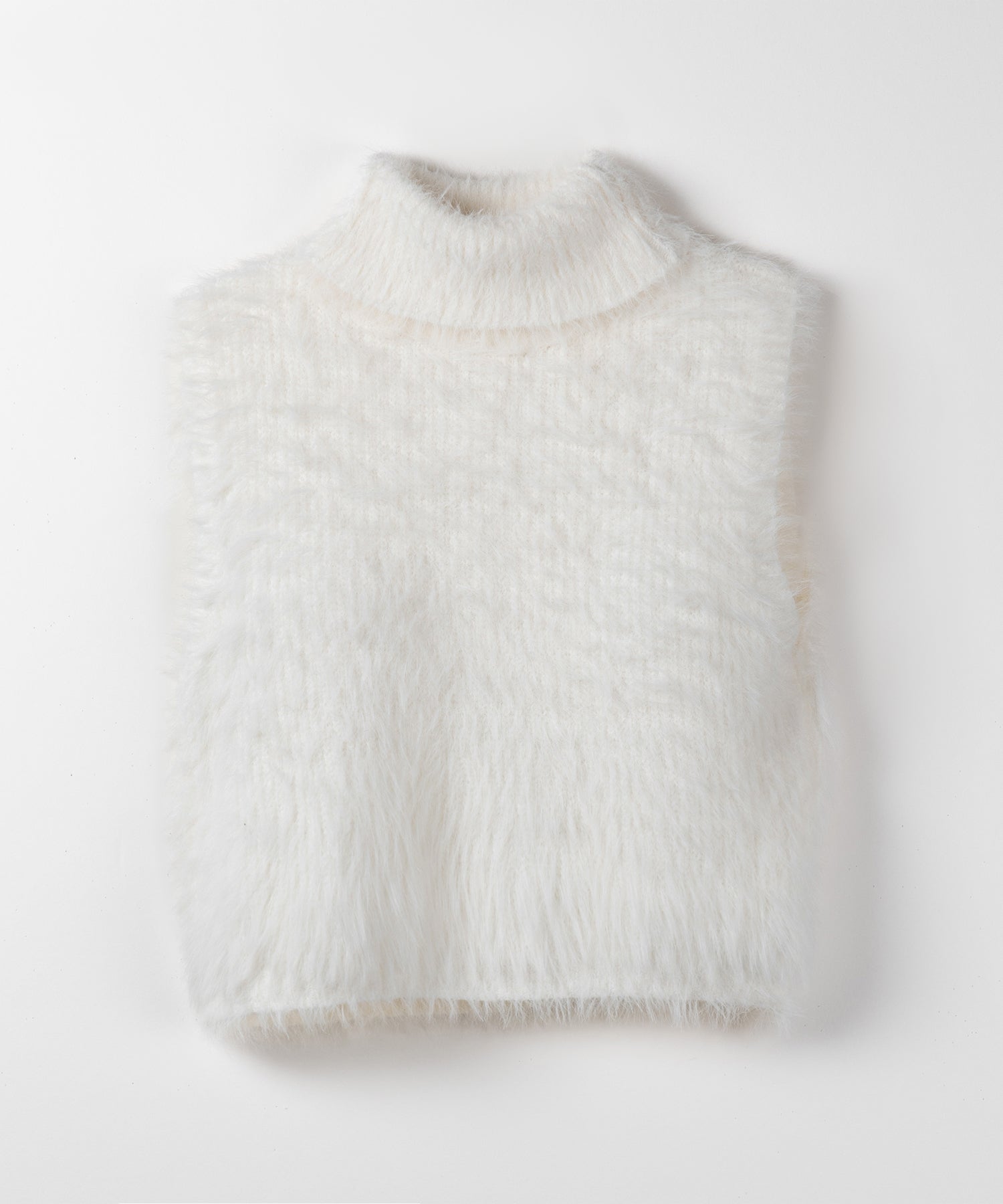 【 ３color 】タートルネックショートシャギーノースリニットトップス ／ turtleneck short shaggy nosleeve knit tops