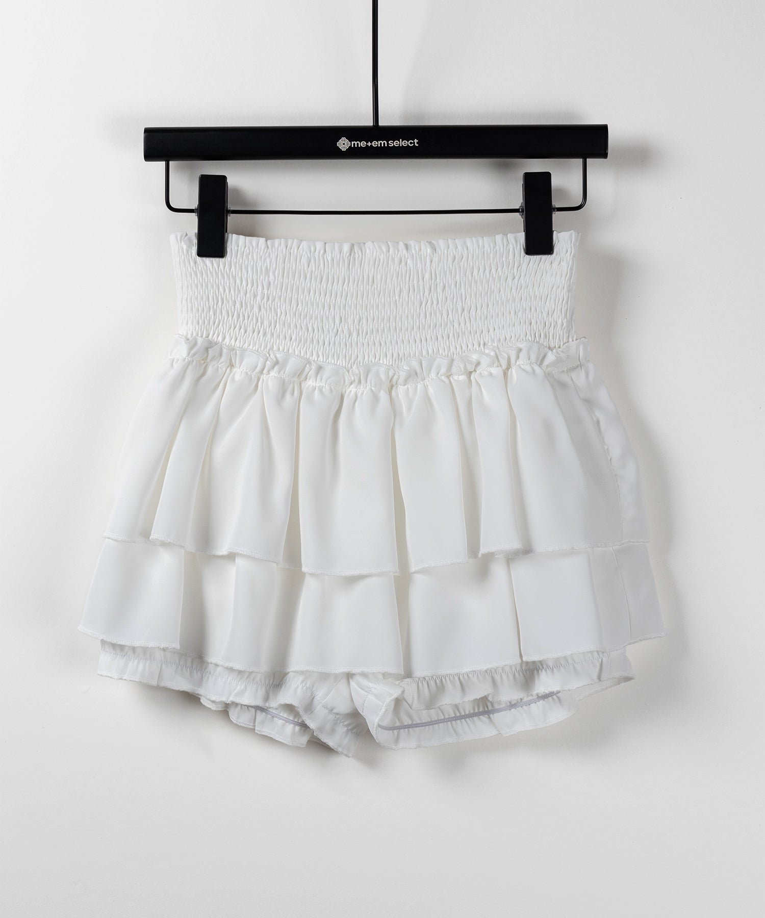 【 ３color ／ ３size 】２段フリルシャーリングミニスカパン ／ double frill shirring mini skirt pants