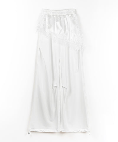 レースドッキングレイヤードスウェットワイドパンツ ／ lace docking layered sweat wide pants