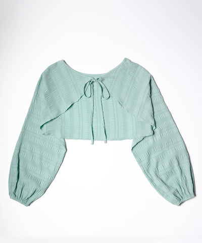 【 ７color 】フロントリボンシャーリングショートボレロカーディガン